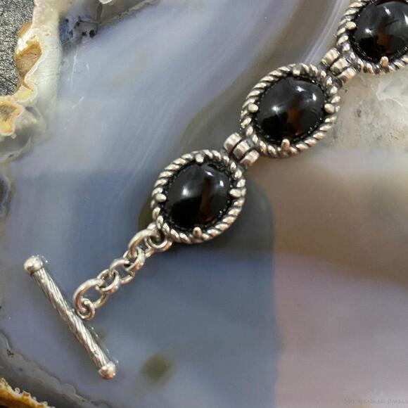 Carolyn Pollack Sterling Silver 9 Oval Onyx Reversible Link Bracelet For Women - Picture 8 of 10